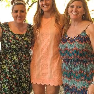 ANGL High Neck Halter Lace Shift Dress, Salmon color, Large